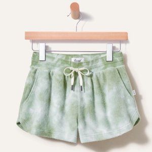 feat BlanketBlend Fuzzy Matcha Green White Tie Dye Drawstring Shorts